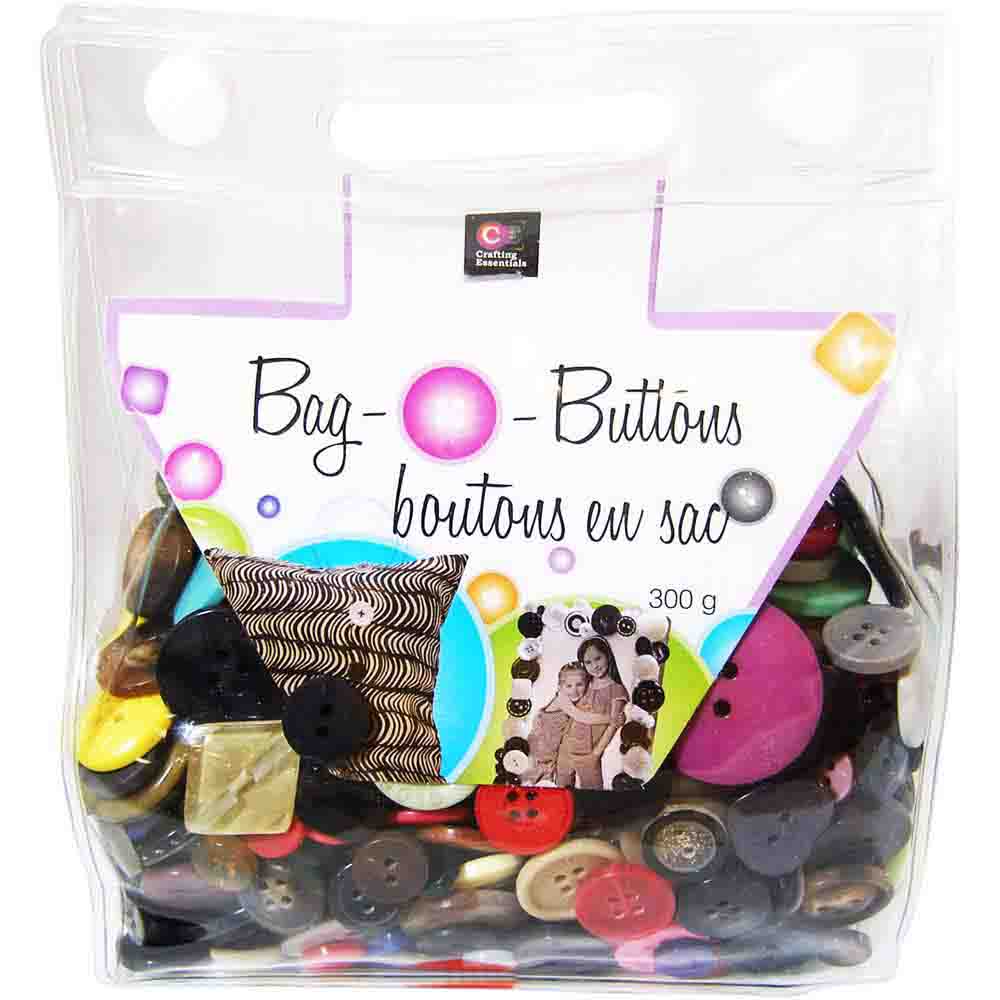 CRAFTING ESSENTIALS Snap Bag O’ Buttons – Mixed, 300 g (10 oz)