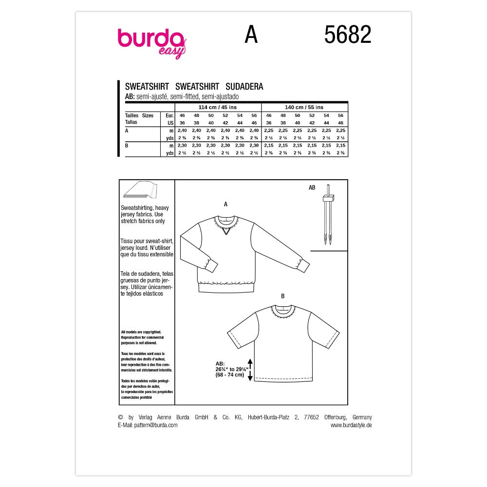 BURDA Men's Sweatshirt & T-Shirt Sewing Pattern 5682