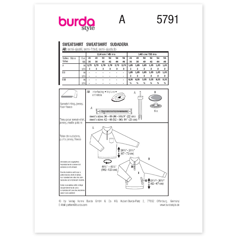 BURDA Sewing Pattern 5791 Top