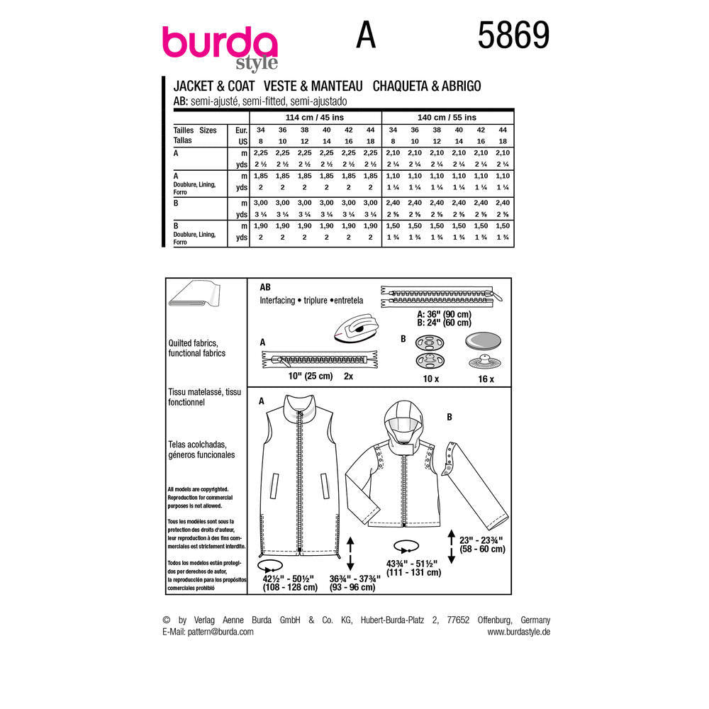 BURDA Pattern 5869 Waistcoat/Vest & Jacket