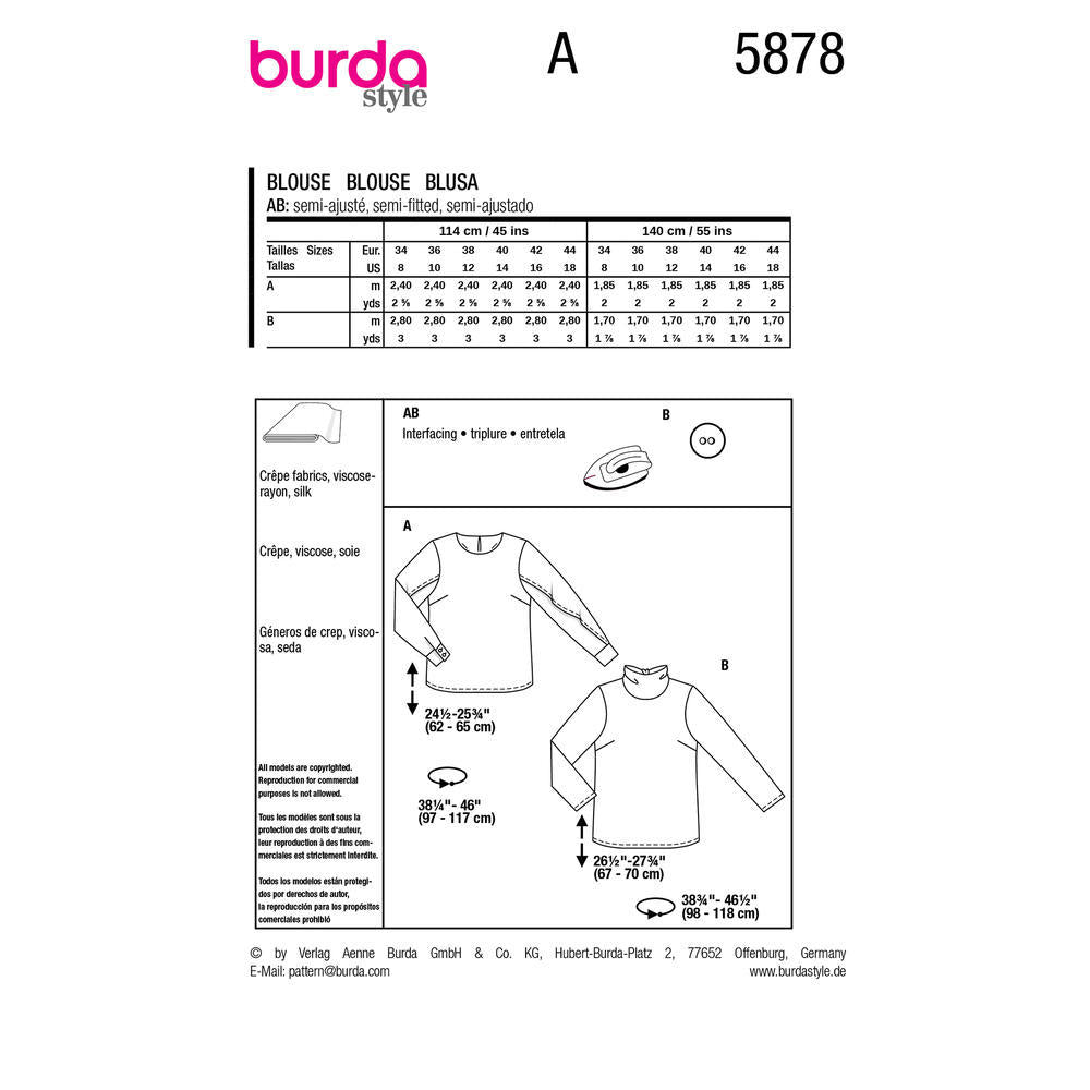 BURDA Pattern 5878 Blouse