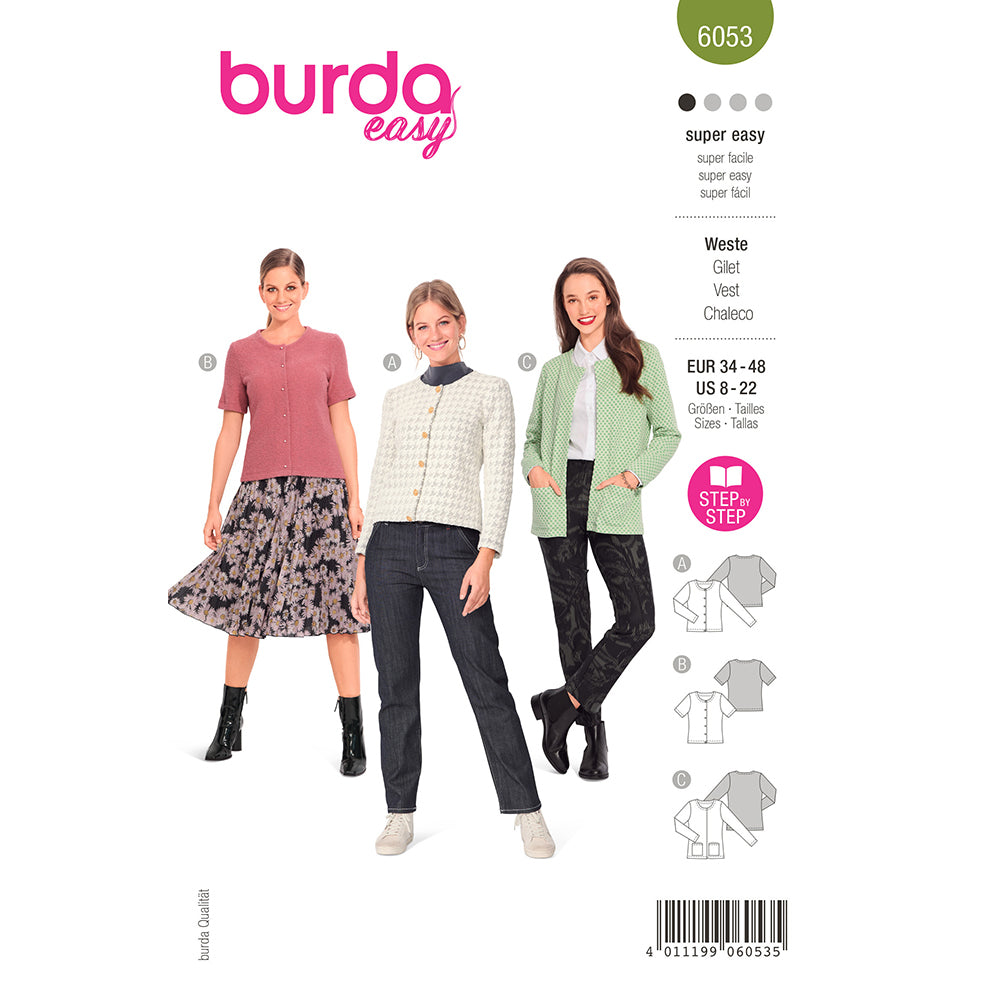 BURDA - 6053 Cardigan with Rounded Neckline