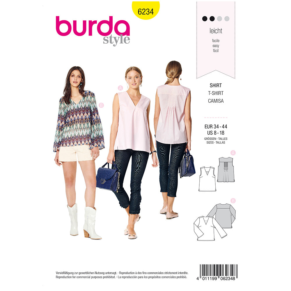BURDA - 6234 V-Neck Blouse – Top