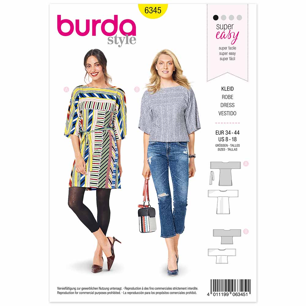 BURDA - 6345 Top and Dress with Wide Sleeves