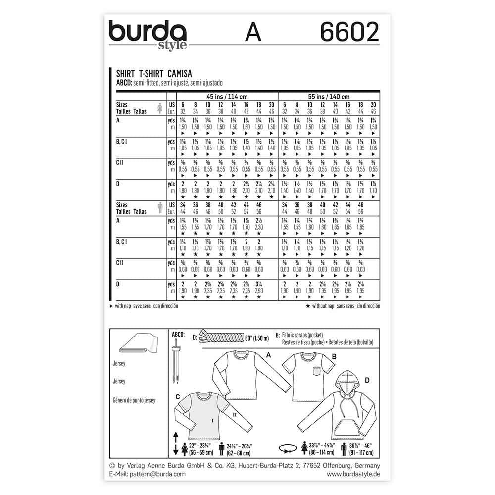 BURDA Sewing Pattern Pattern 6602 Mens Top