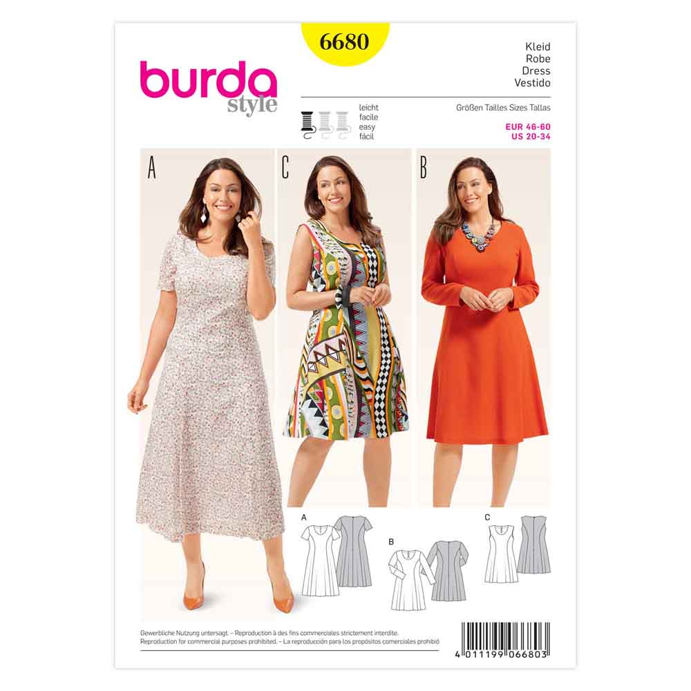 BURDA - 6680 Ladies Dress