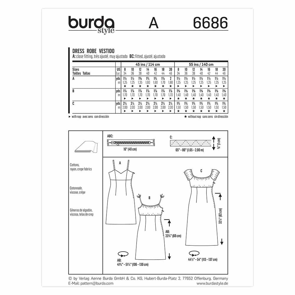 BURDA Dress Sewing Pattern 6686