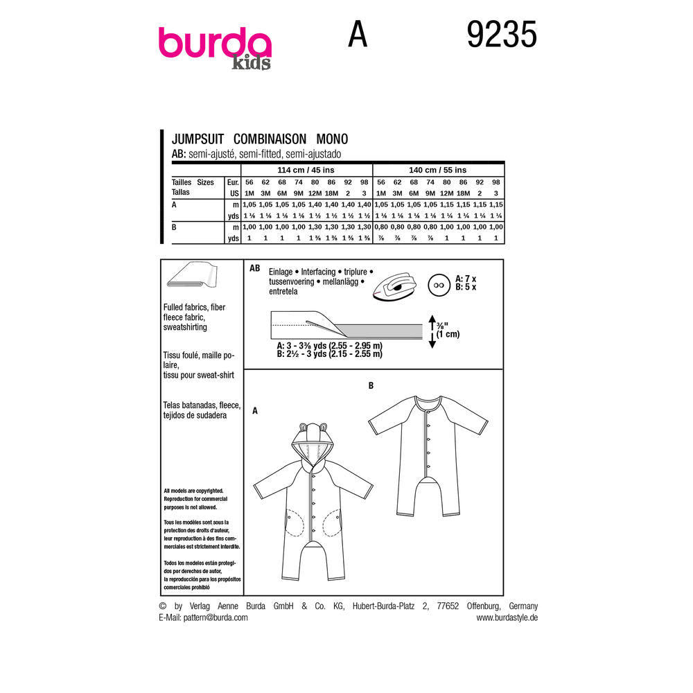 BURDA Sewing Pattern Pattern 9235 Jumpsuit