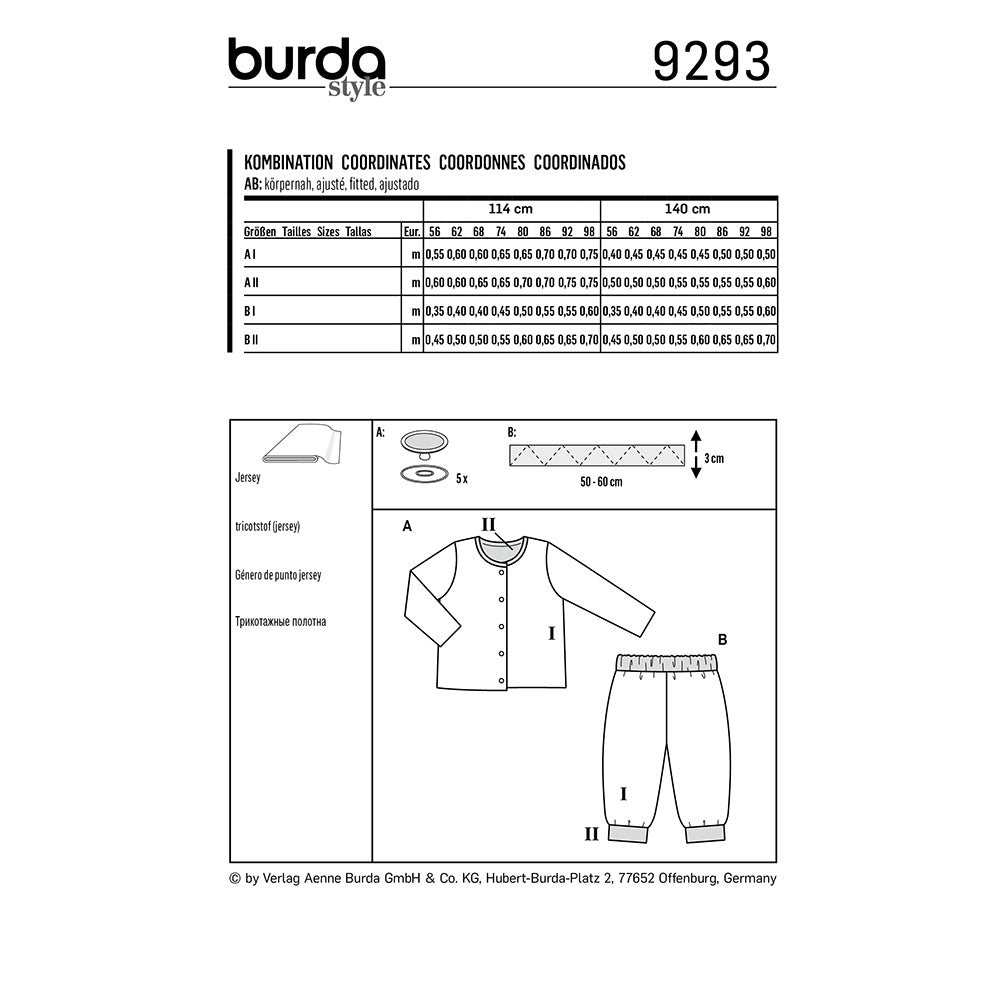 BURDA Sewing Pattern 9293 Reversible Jacket And Pull On Pants