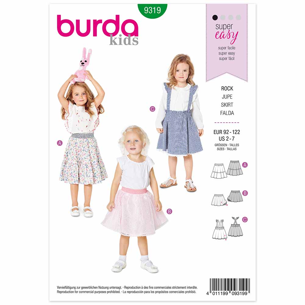 BURDA - 9319 Skirt with Elastic Waistband - Pinafore Skirt