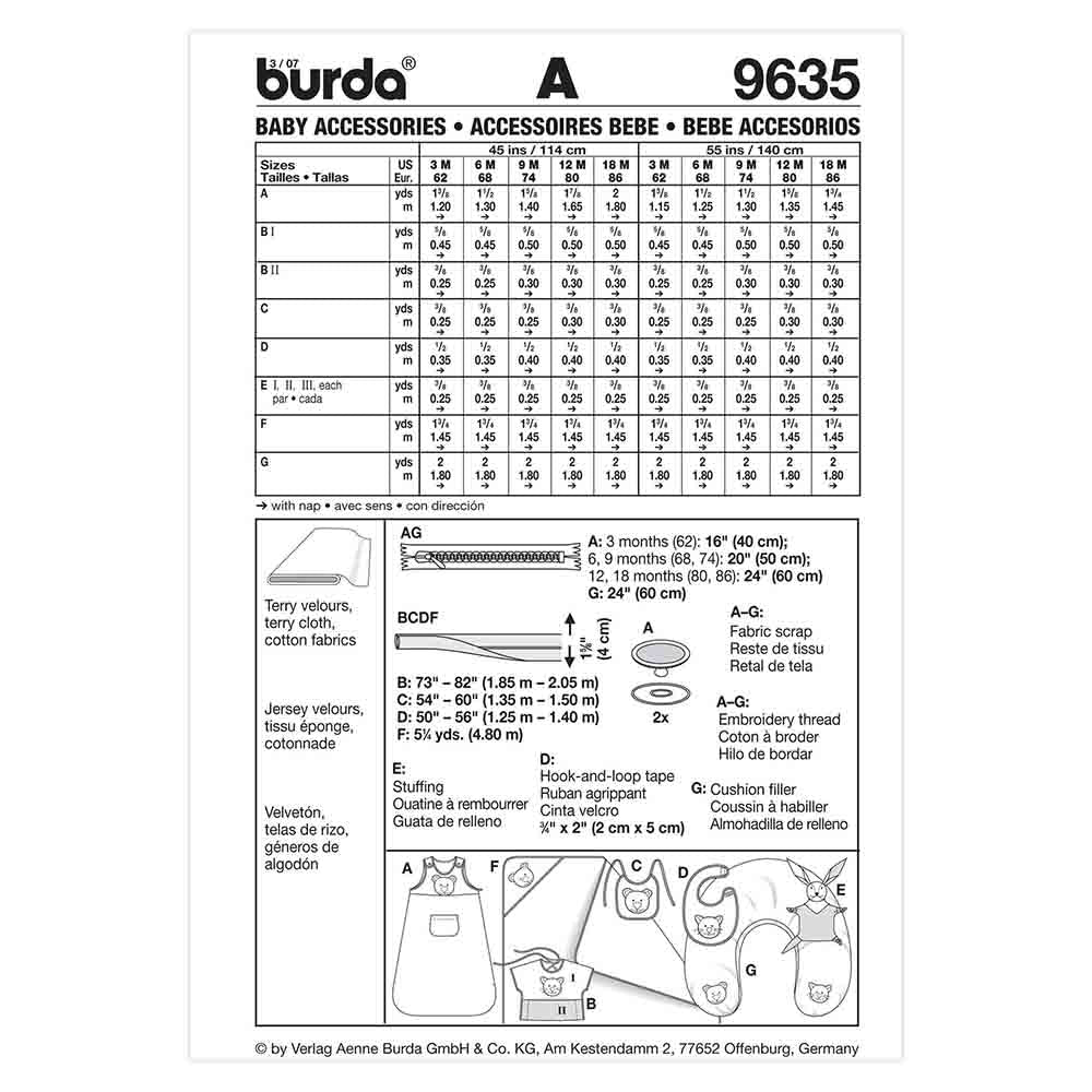 BURDA Sewing Pattern #9635 Baby