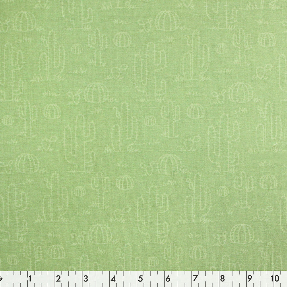 FABRIC CREATIONS Printed Cotton Fabric Bolt 42 in × 8 yd Light Green Desert Cactus