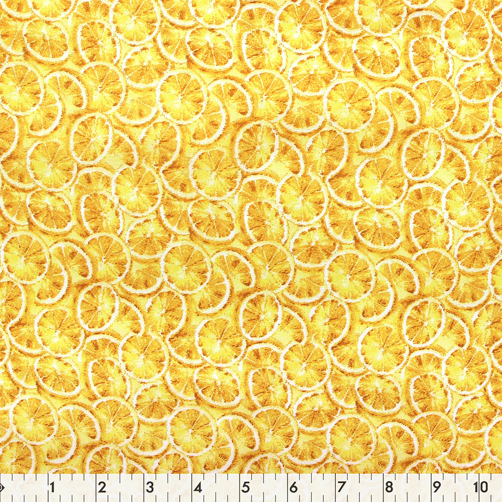 FABRIC CREATIONS 42in x 8yd Cotton Fabric Bolt - Yellow with Yellow Lemon Slices