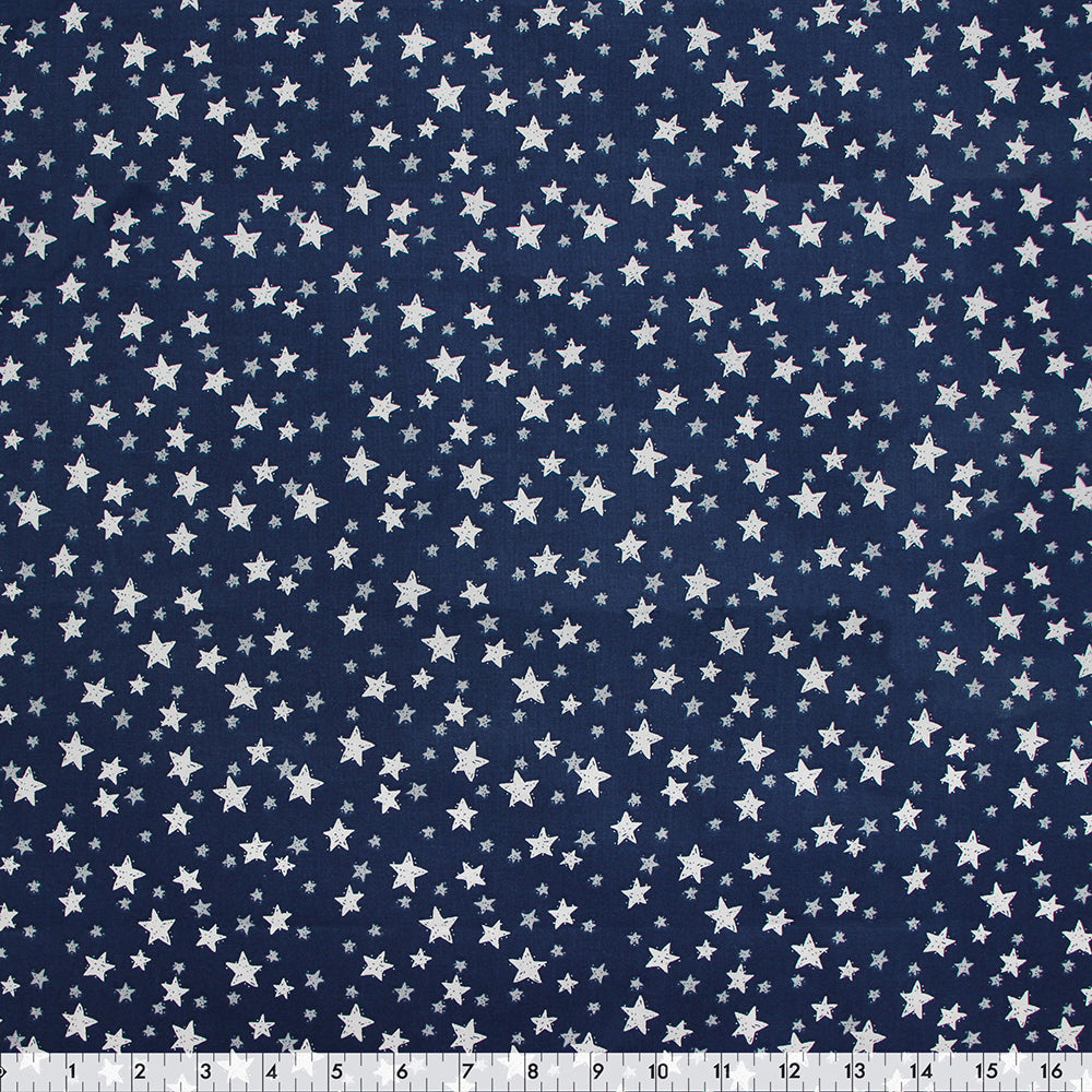 FABRIC CREATIONS 42″ x 8yd Cotton Fabric Bolt - Navy Blue with White Stars