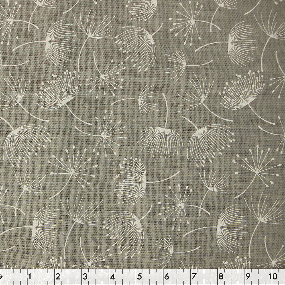 FABRIC CREATIONS 42in x 8yd Cotton Fabric Bolt - Grey Dandelions