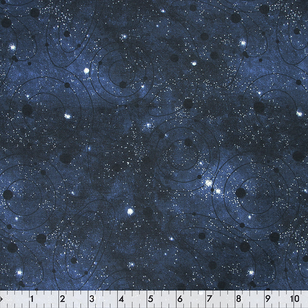 FABRIC CREATIONS 43" × 8 yd Cotton Fabric Bolt — Navy Celestial Galaxy