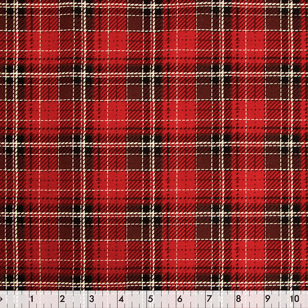 FABRIC CREATIONS 42" × 8 yd Cotton Fabric Bolt — Red Checks & Plaids