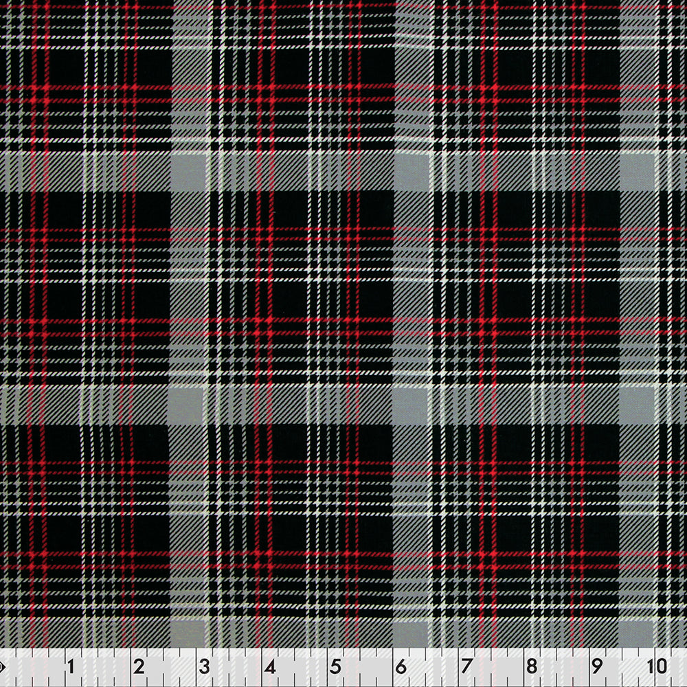 FABRIC CREATIONS 42" × 8 yd Cotton Fabric Bolt — Black Checks & Plaids