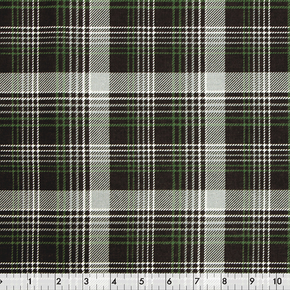FABRIC CREATIONS 42" × 8 yd Cotton Fabric Bolt — Green Checks & Plaids