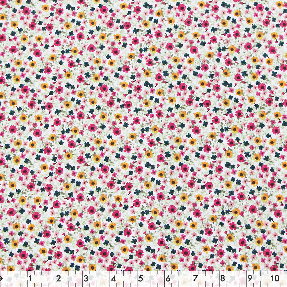 FABRIC CREATIONS 42" × 8 yd Cotton Fabric Bolt — White Floral