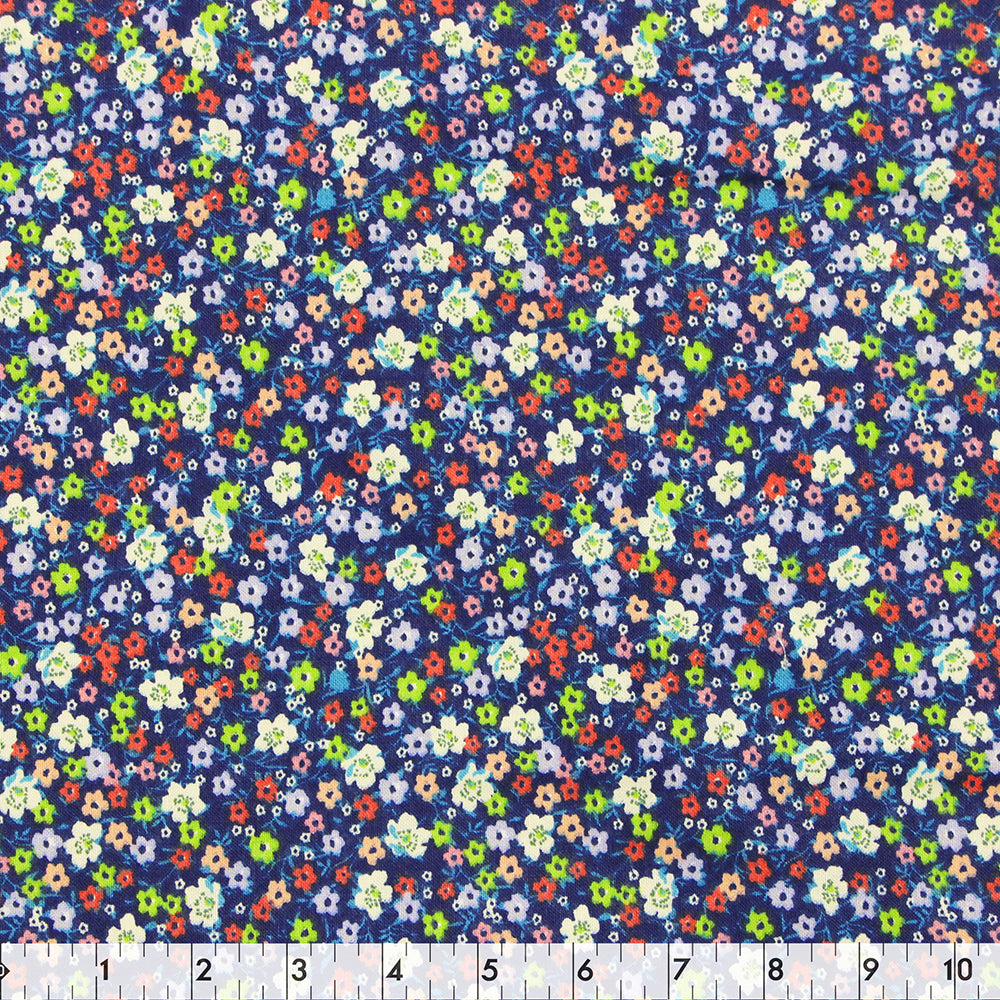 FABRIC CREATIONS 42" × 8 yd Cotton Fabric Bolt — Navy Floral
