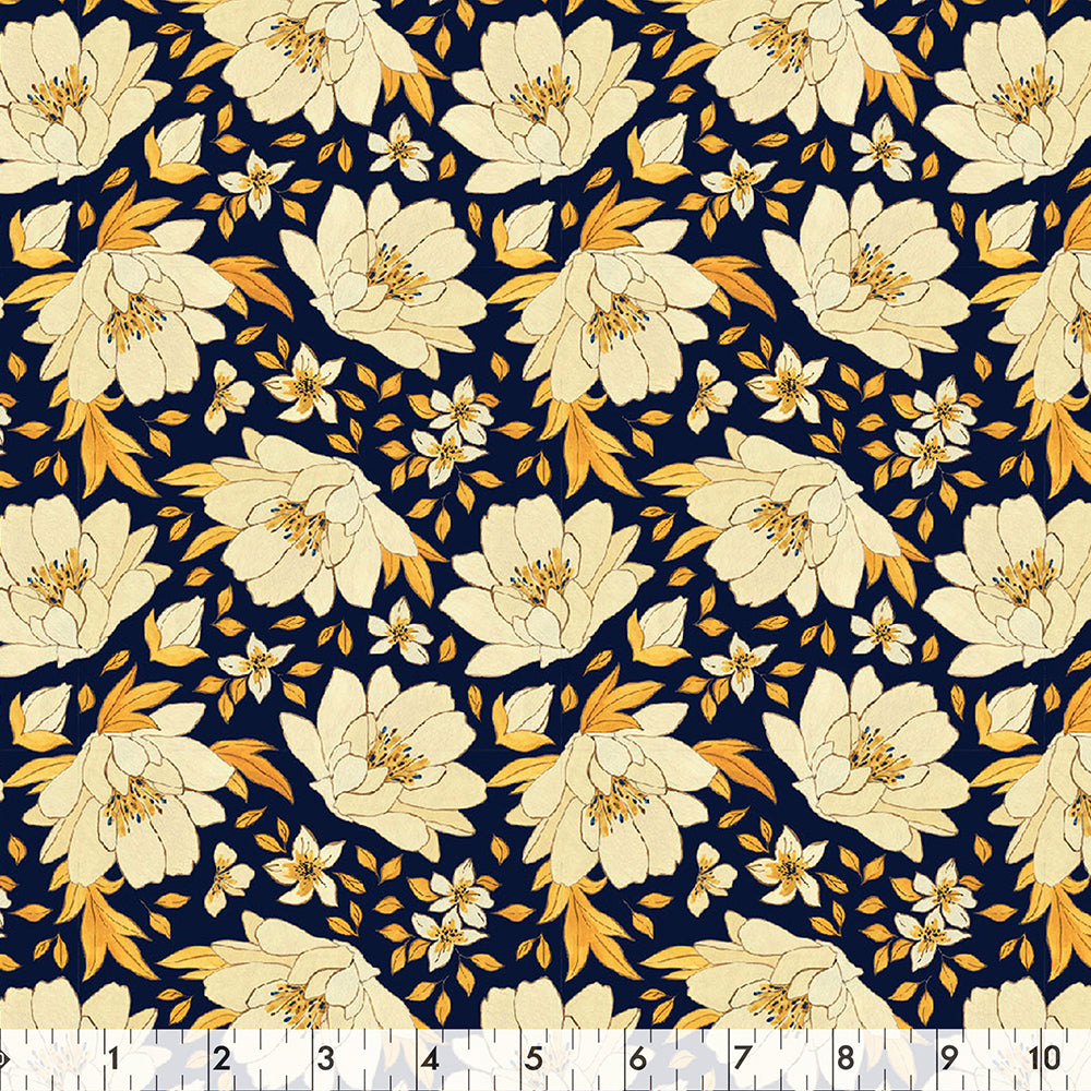 FABRIC CREATIONS 42in x 8yd Cotton Fabric Bolt - Navy Arles Sunflowers