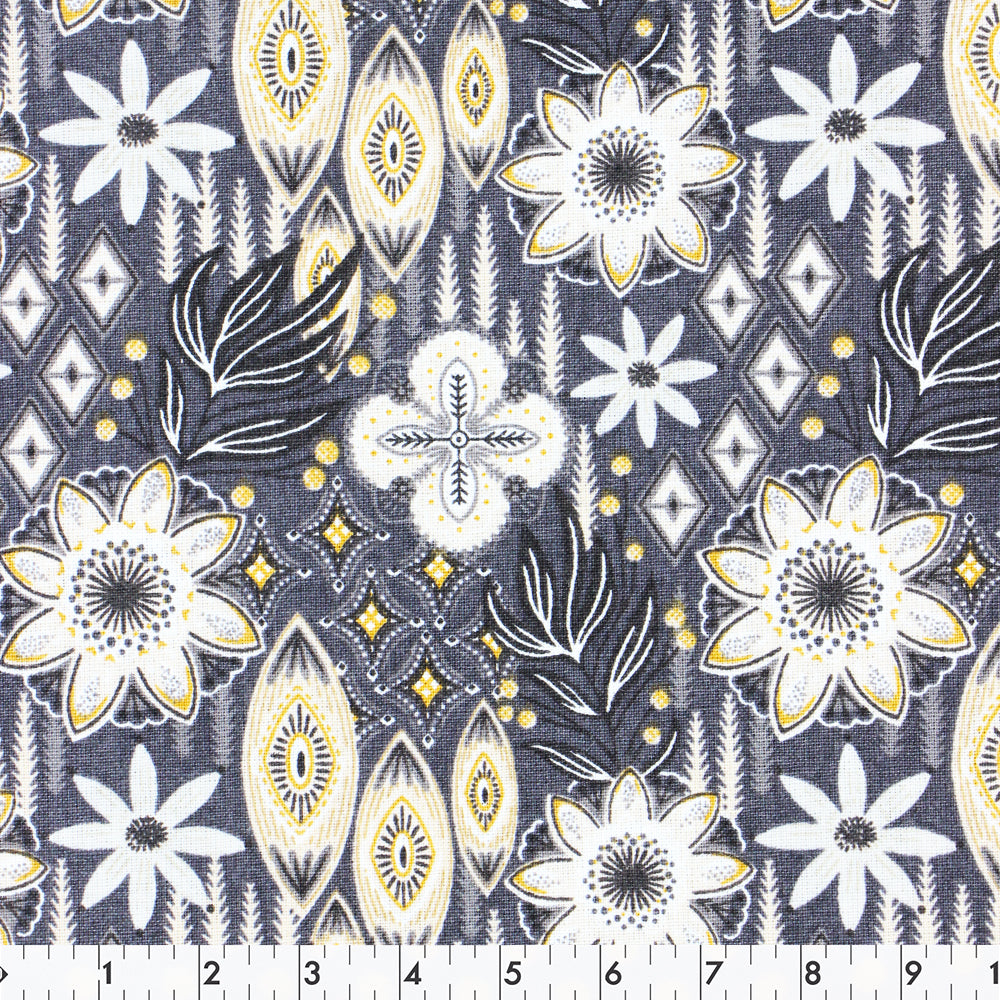 FABRIC CREATIONS Printed Cotton Fabric Bolt 107 cm × 7.3 m, Grey Stone Branch