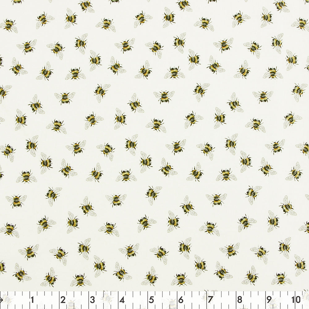 FABRIC CREATIONS Printed Cotton Fabric Bolt 107 cm × 7.3 m, Yellow Floral Bee