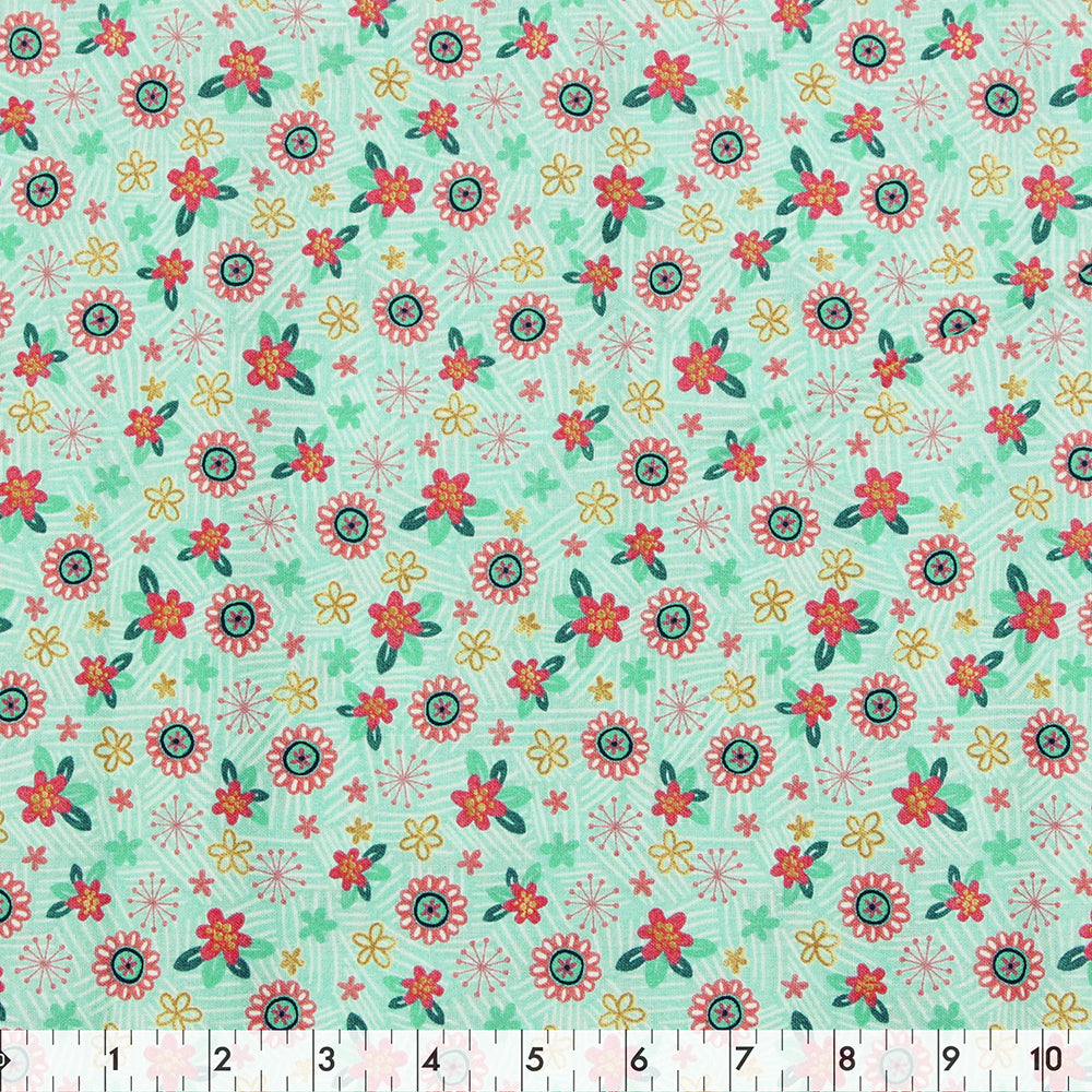 FABRIC CREATIONS 42in x 8yd Cotton Fabric Bolt - Turq Butterfly Ball