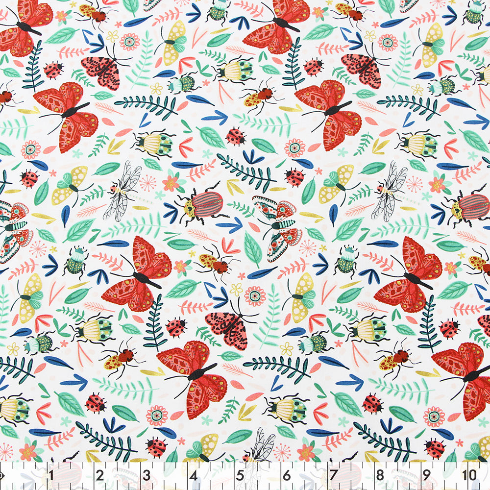 FABRIC CREATIONS 42in x 8yd Cotton Fabric Bolt - White Butterfly Ball