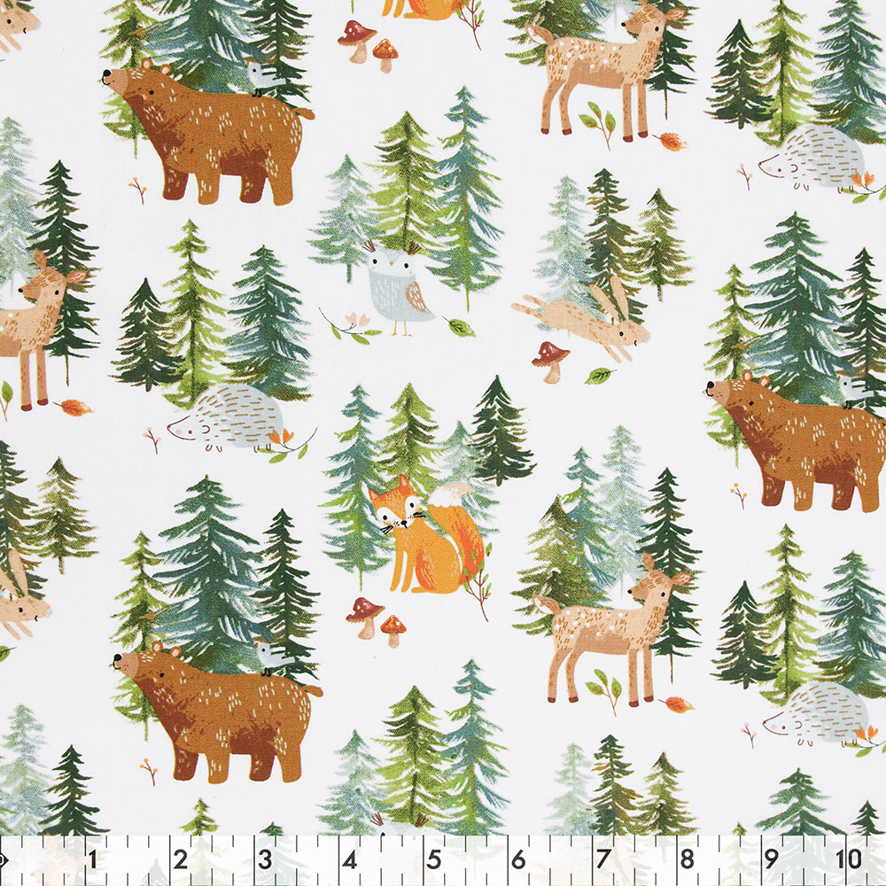 FABRIC CREATIONS 42in x 8yd Cotton Fabric Bolt - White Woodland Frame