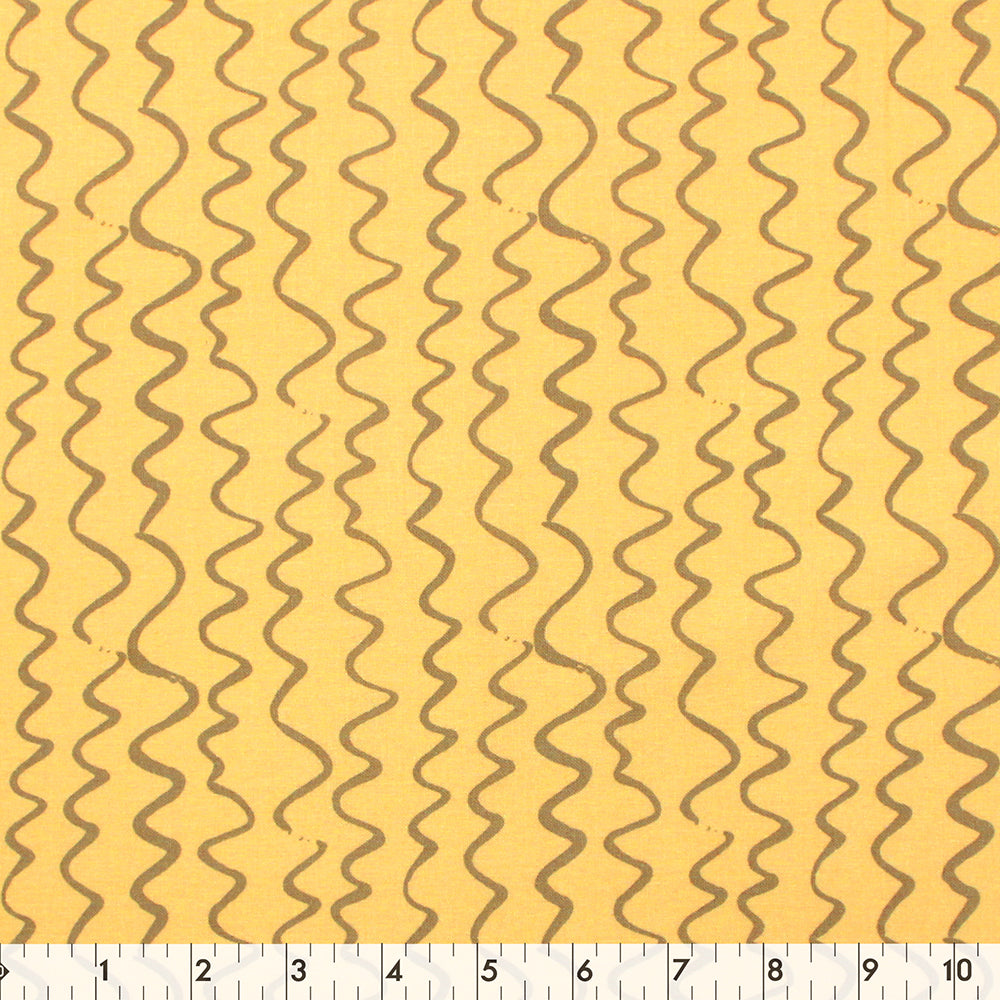 FABRIC CREATIONS Cotton Fabric Bolt — 42" × 8 yd — Yellow with Tan Scribble Print