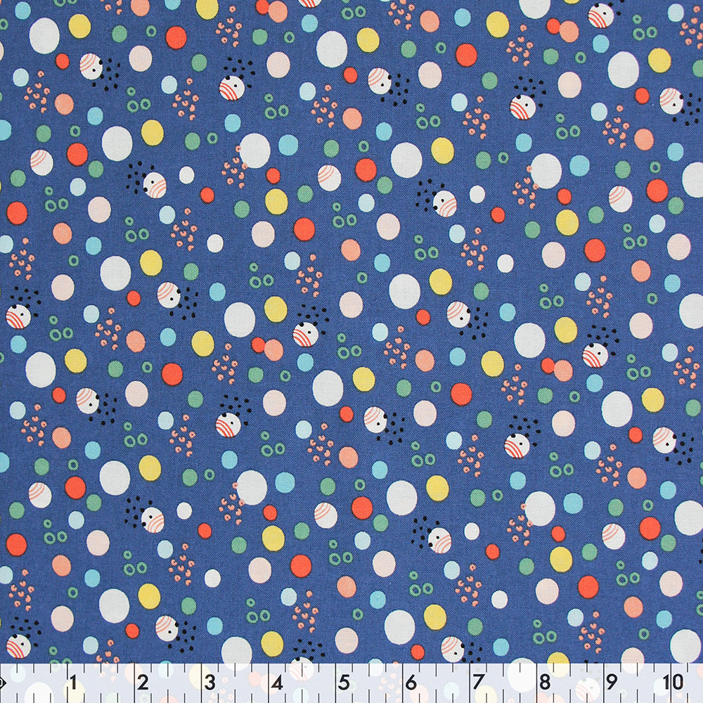 FABRIC CREATIONS Cotton Print Fabric Bolt 42 in × 8 yd (7.3 m) Blue With Colourful Small Circles