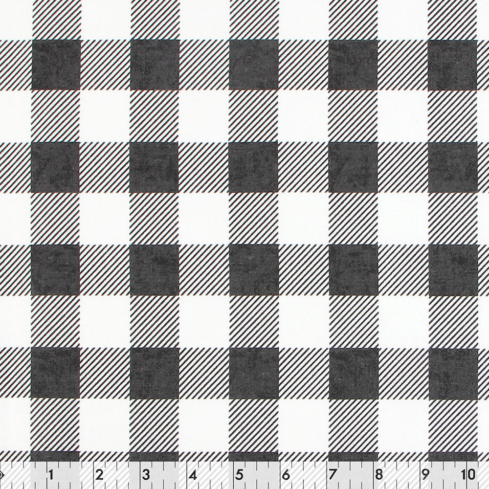 FABRIC CREATIONS 42" × 8 yd Cotton Flannel Fabric Bolt — Black Christmas Gingham Plaid