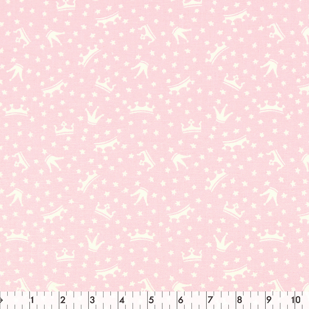 FABRIC CREATIONS Cotton Fabric Bolt 42 in × 8 yd Light Pink With White Stars/Crowns