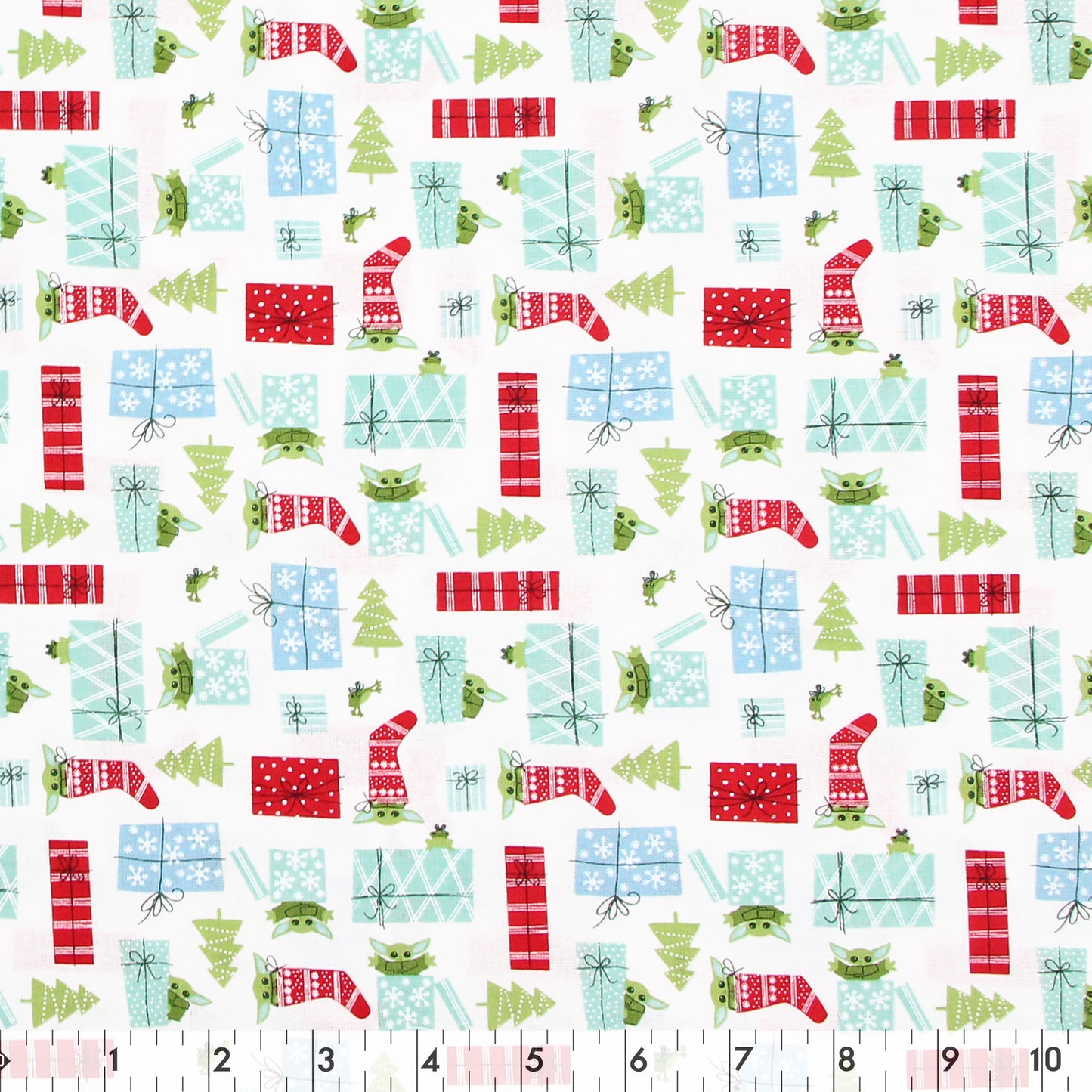 FABRIC CREATIONS 44 in. x 8yd Licensed Cotton Fabric Bolt - White with Star Wars Baby Yoda Gifts