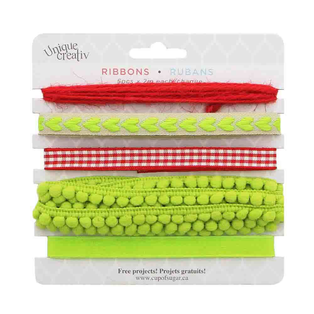 UNIQUE CREATIV Trim Pack – Red & Green (5 × 2 m Assorted Trims)