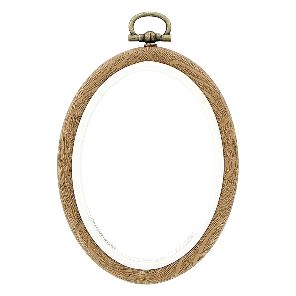 UNIQUE CRAFT Plastic Woodgrain Embroidery Hoop – 5 x 7 cm (2 x 3 in) – Oval