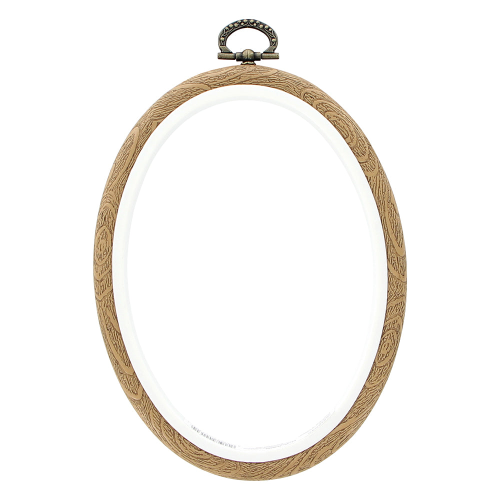 UNIQUE CRAFT Woodgrain Oval Embroidery Hoop – 10 × 13 cm (4″ × 5″)
