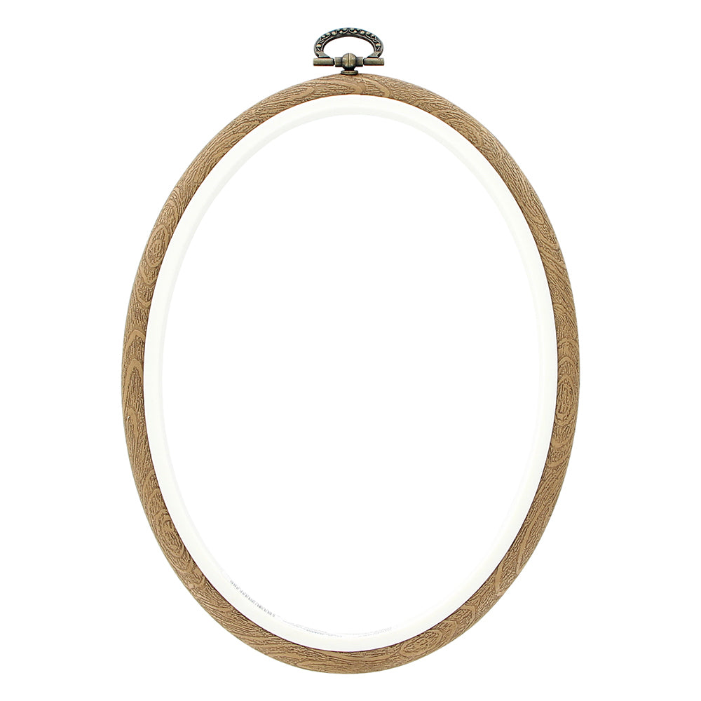 UNIQUE CRAFT Woodgrain Oval Embroidery Hoop – 13 × 18 cm (5″ × 7″)