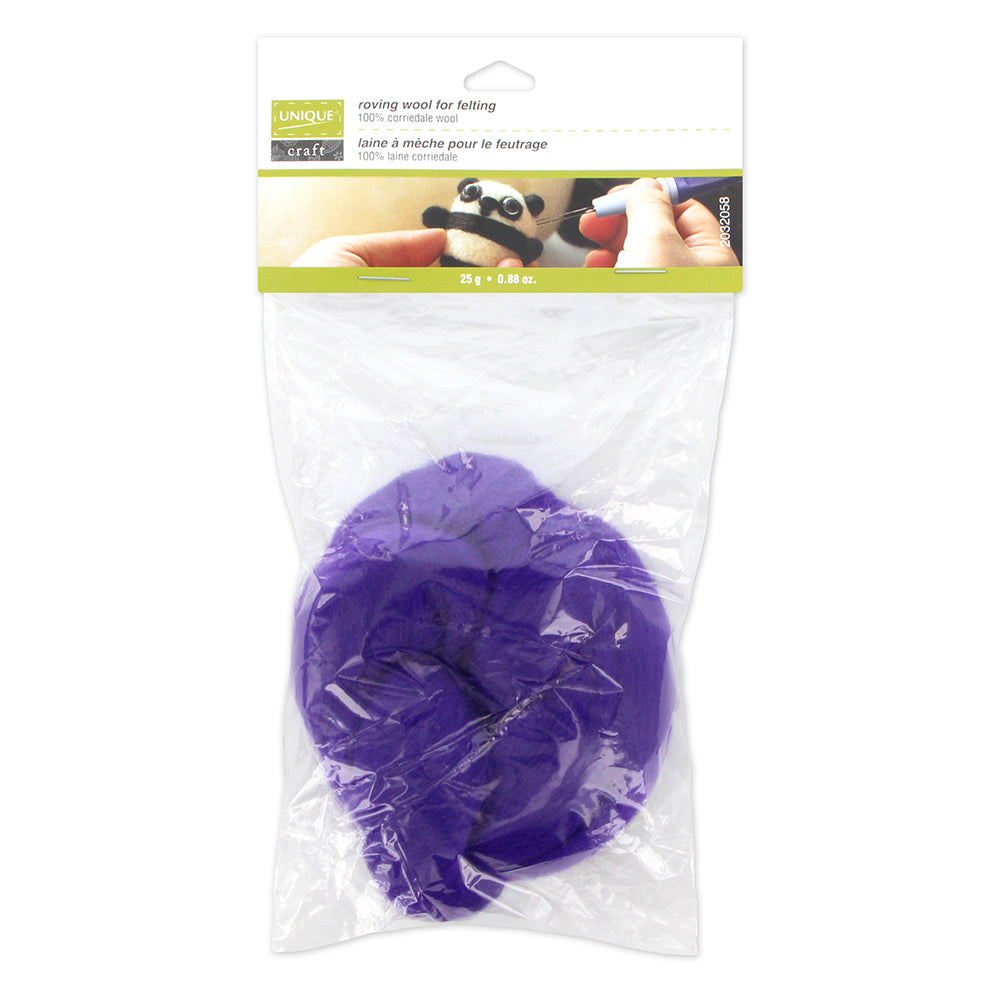Unique Craft Natural Wool Roving – 25 g – Royal Purple