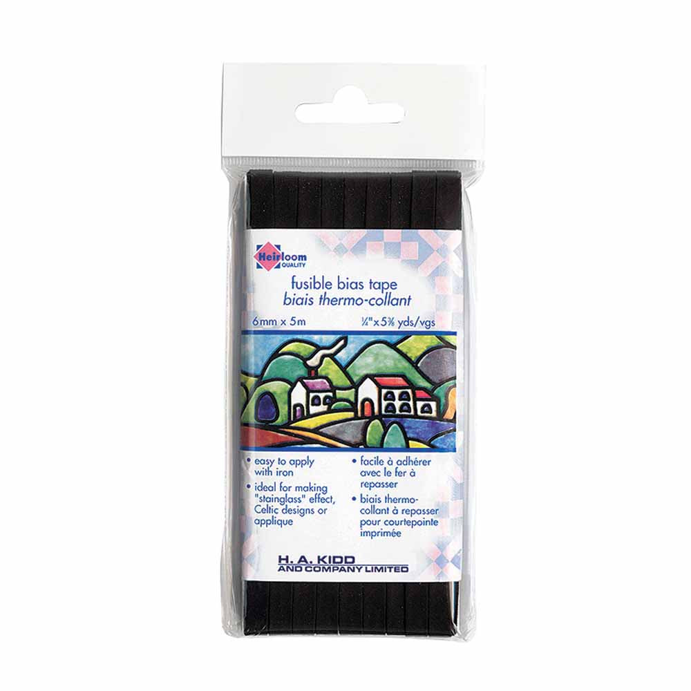 HEIRLOOM Fusible Bias Tape 6 mm (1/4 In) × 5 m Black