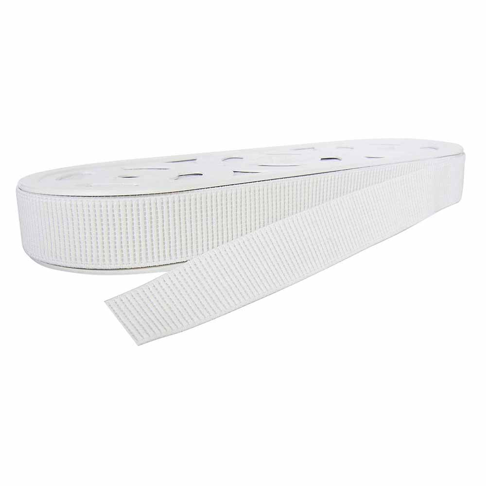UNIQUE Woven Ribbed Elastic — 25mm x 10.9m (1" x 12 yd) — White