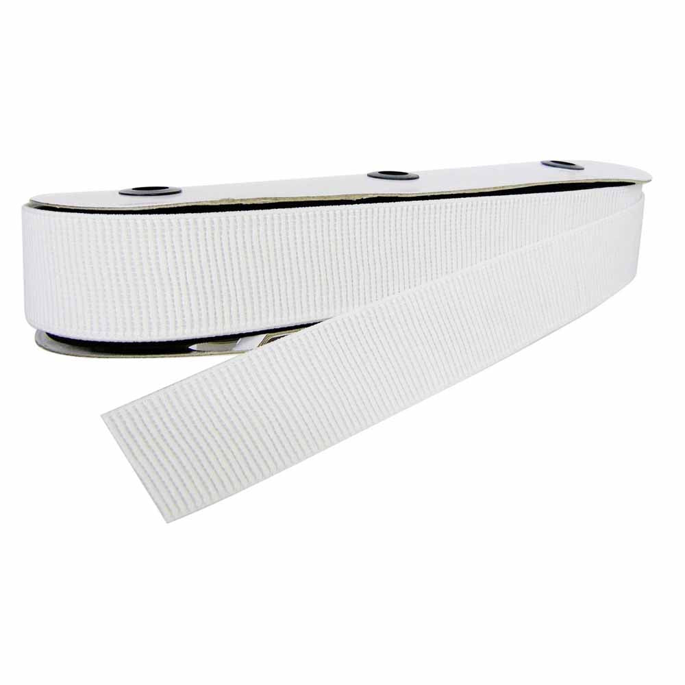 UNIQUE Woven Ribbed Elastic — 38mm x 10.9m (1 1/2" x 12 yd) — White
