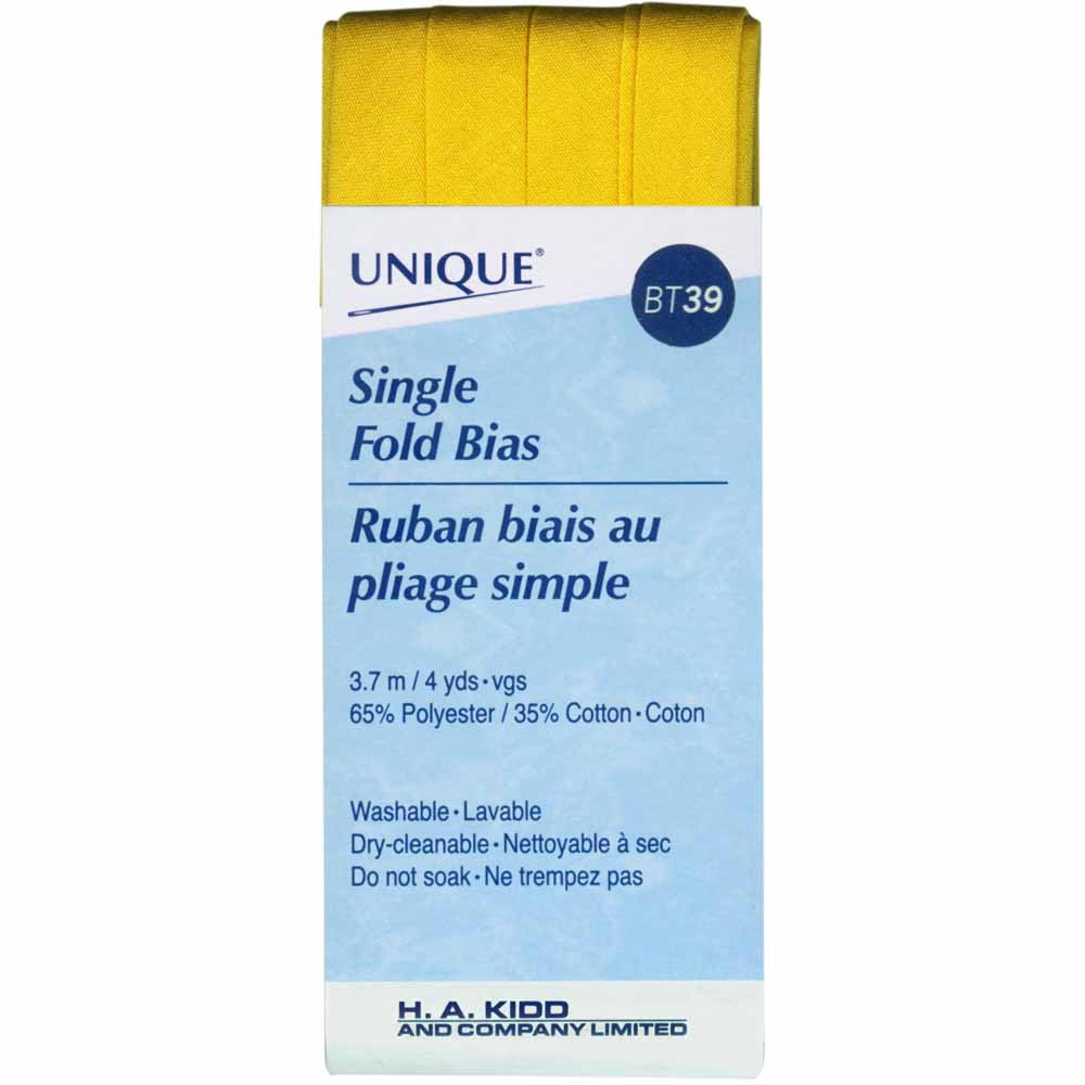 UNIQUE Single Fold Bias Tape – 13 mm x 3.7 m (1/2 in x 4.0 yd) – Gold