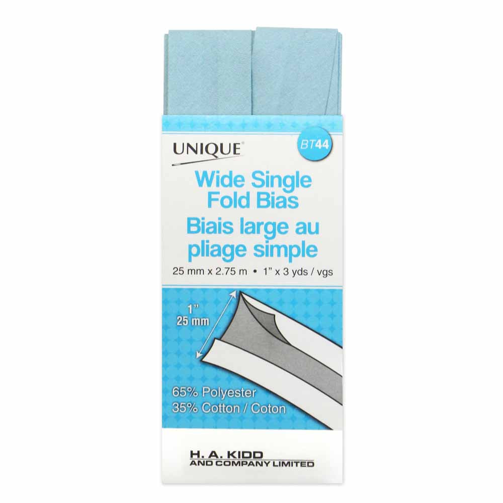 UNIQUE Wide Single Fold Bias Tape – 25mm x 2.75m – Light Blue