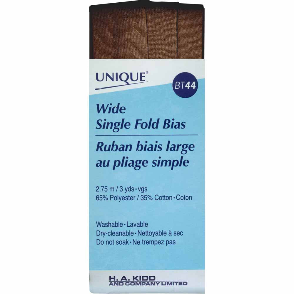 UNIQUE Wide Single Fold Bias Tape – 25mm x 2.75m – Brown