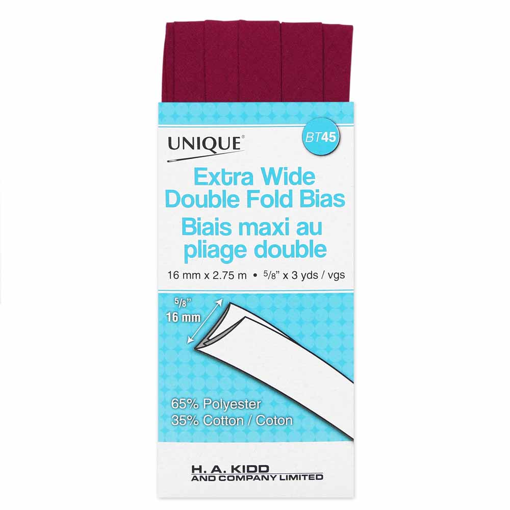 UNIQUE Extra Wide Double Fold Bias Tape – 15mm x 2.75m – Fuchsia