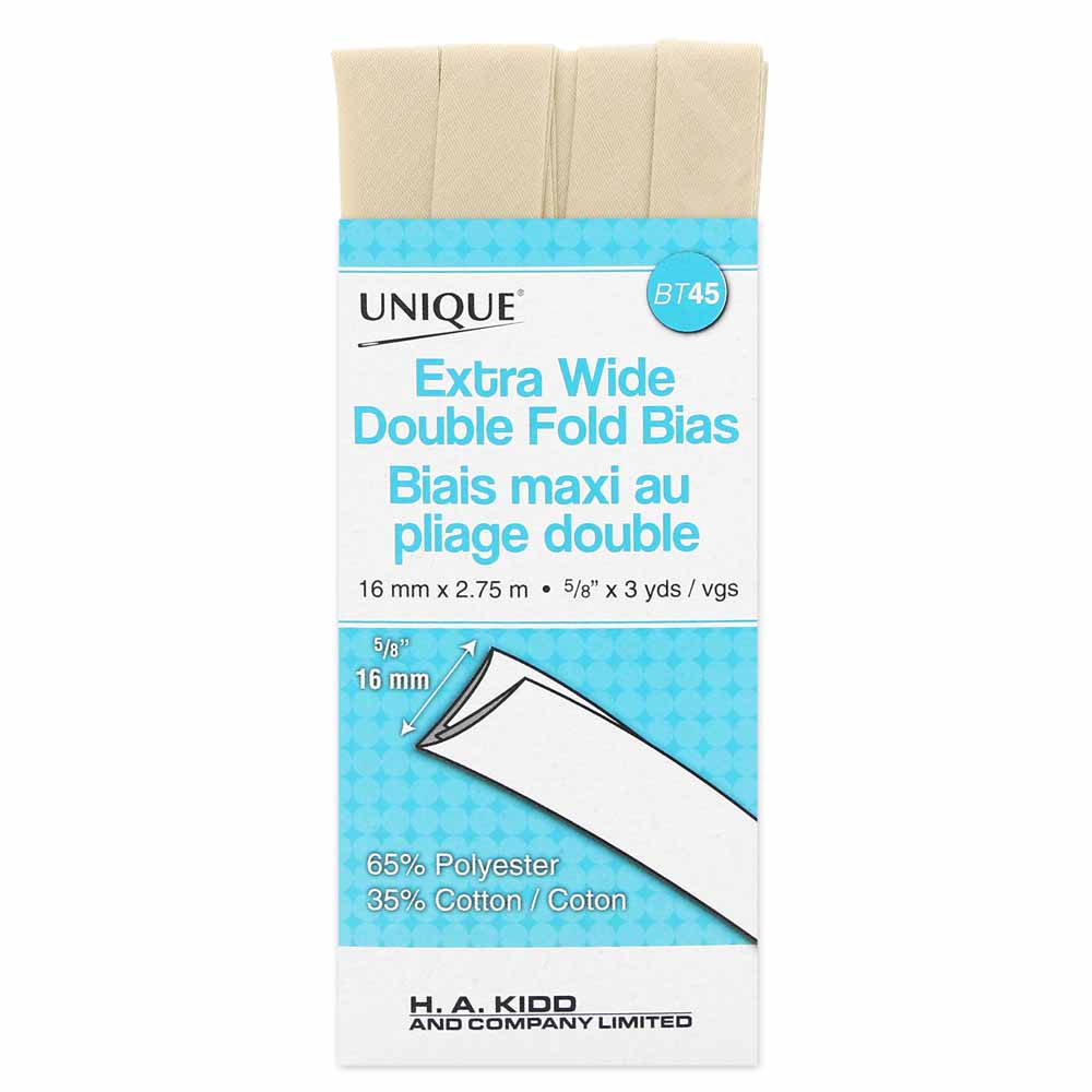 UNIQUE Extra Wide Double Fold Bias Tape 15mm x 2.75m - Fawn