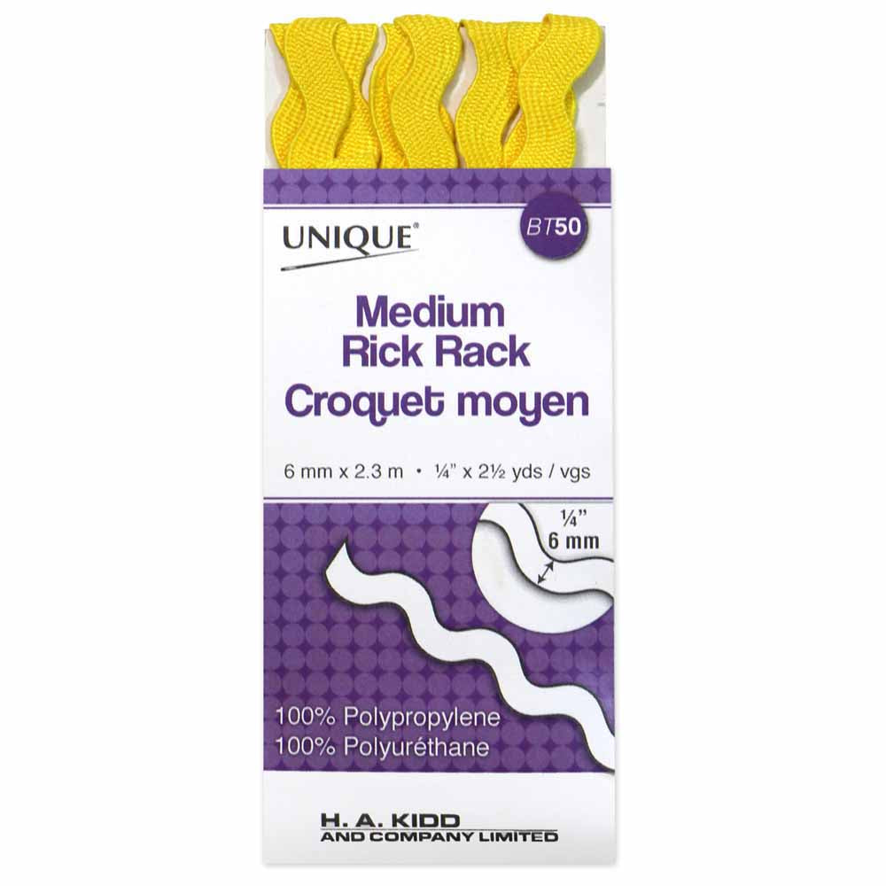 UNIQUE Medium Rick Rack 6 mm x 2.3 m – Canary